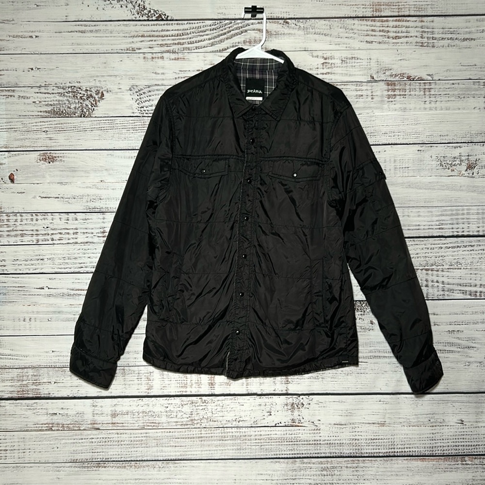 Prana Men's Jacket black and purple plaid Small